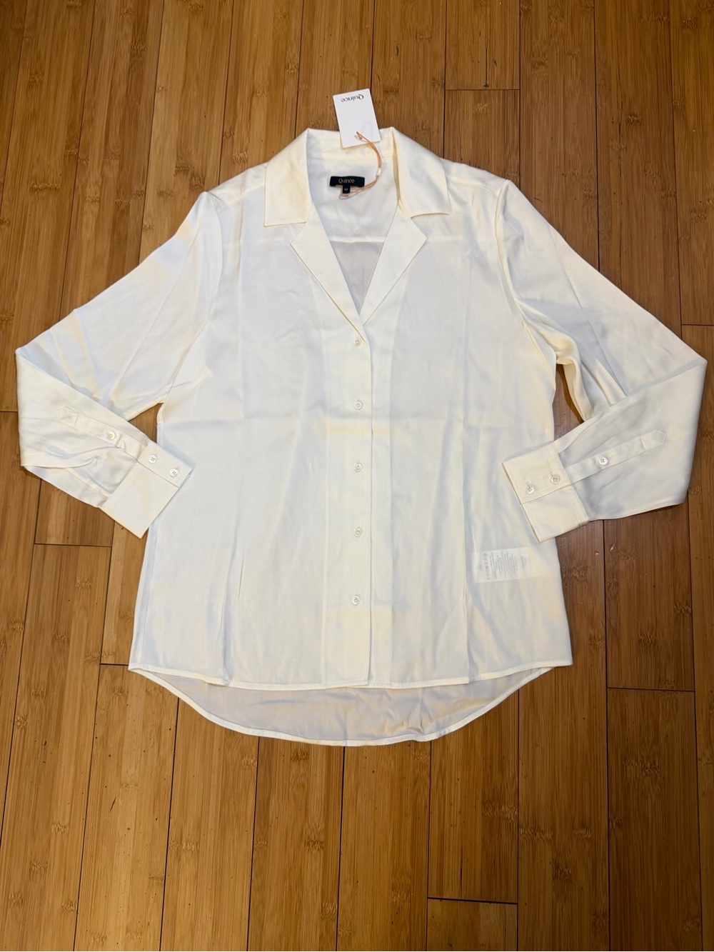 NWT Quince Mulberry Washable Silk Blouse In Ivory Size M - Picture 2 of 13